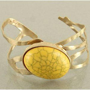 Yellow and Antique Gold Cuff Bracelet - New